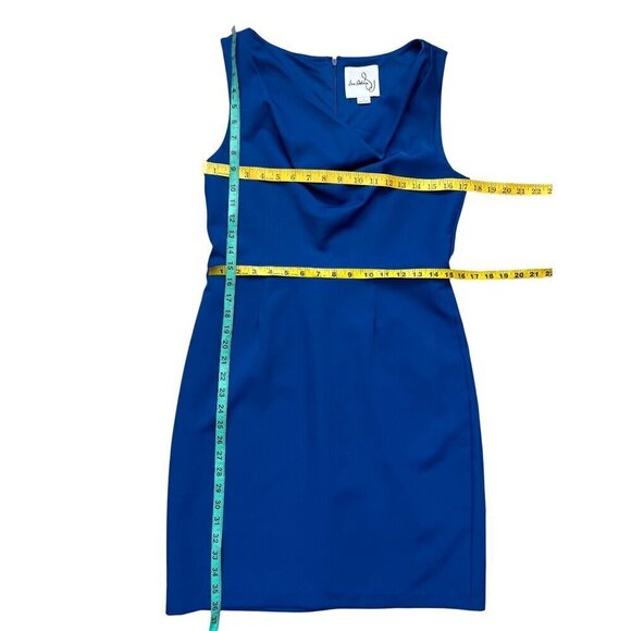 Sam Edelman Blue Draped Neck Sheath Dress Sleeveless Size 8 - Picture 8 of 10